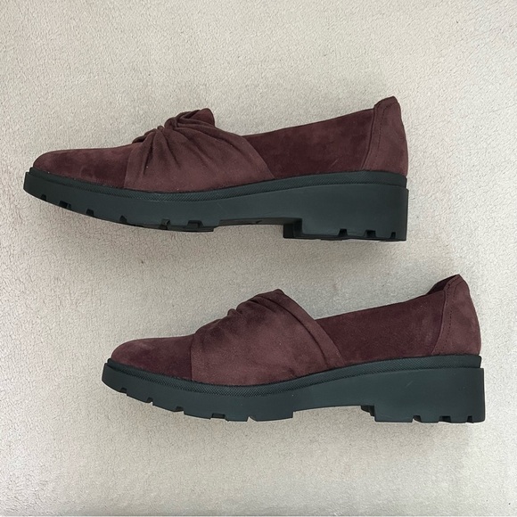 Clarks Suede Calla Flats Loafers-Maroon/Burgundy-Women’s 11-Comfort-Nurse-Office - Picture 7 of 10